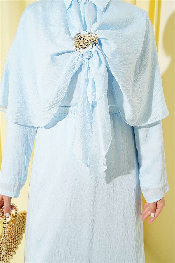 Baby Blue Cape and Skirt 2 Piece Set with Gold Accessories