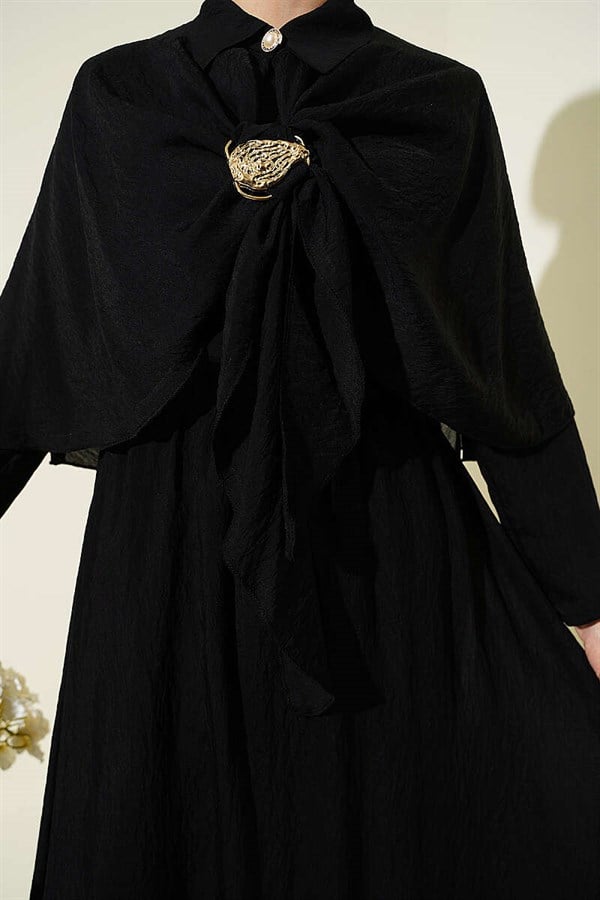 Black Cape and Skirt 2 Piece Set with Gold Accessories