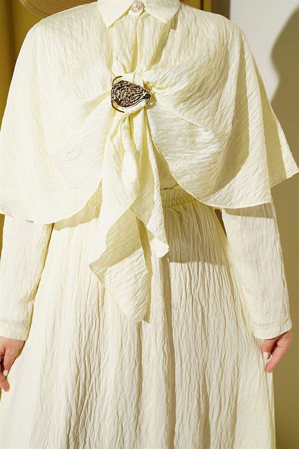 Yellow Cape and Skirt 2 Piece Set with Gold Accessories