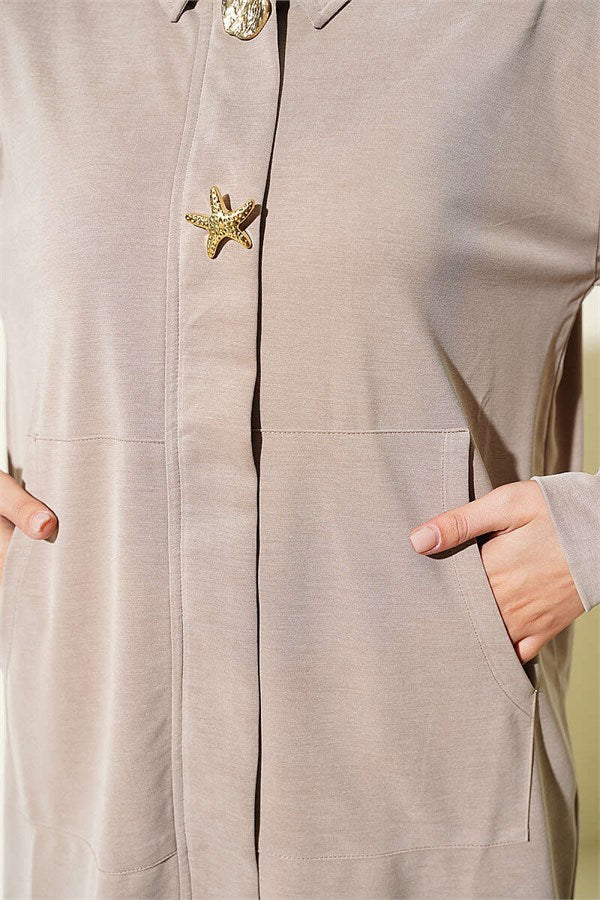 Tencel 2 Piece Set with Gold Accessories, Beige