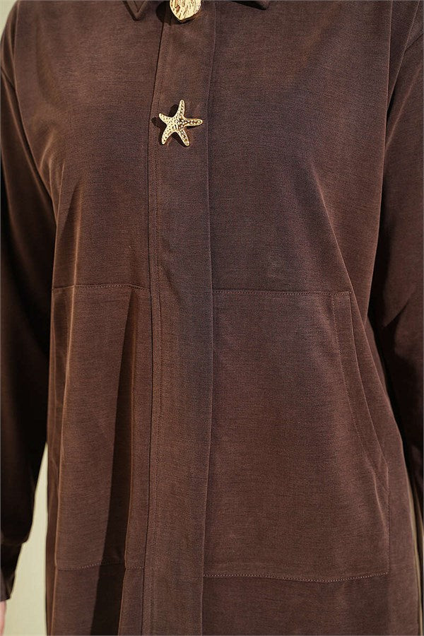 Tencel 2 Piece Set in Coffee with Gold Accessories