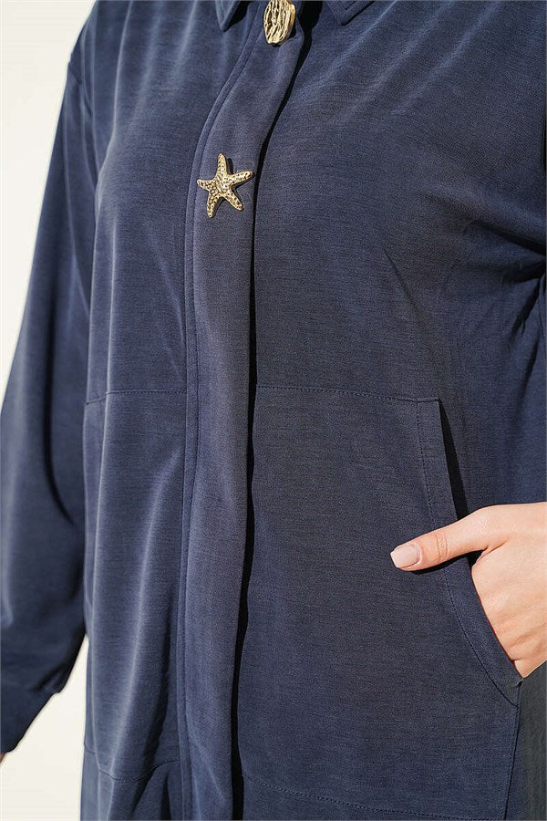 Tencel 2 Piece Set with Gold Accessories, Navy Blue