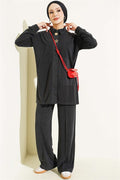 Tencel 2 Piece Set with Gold Accessories, Black