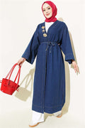 Long Coat with Gold Accessories, Blue