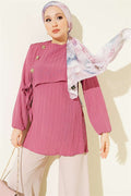 Side-Tie Tunic with Gold Accessories, Rose Pink