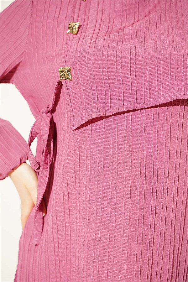 Side-Tie Tunic with Gold Accessories, Rose Pink