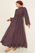 Gold Brit Buttoned Polka Dot Dress in Brown