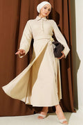 Beige Skirt 2 Piece Set with Gold Floral Accessories