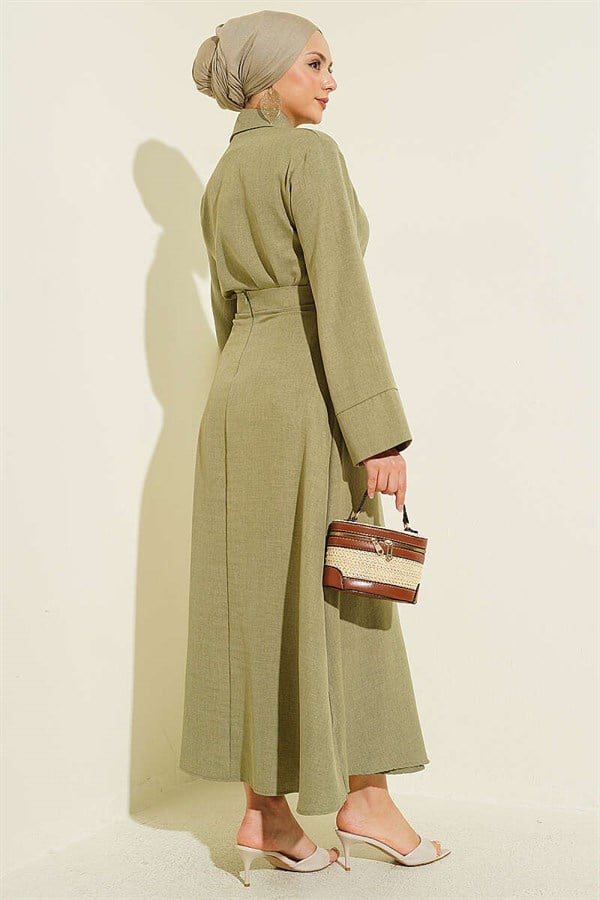 Gold Floral Accessory Skirt 2 Piece Set in Sage Green