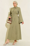 Gold Floral Accessory Skirt 2 Piece Set in Sage Green