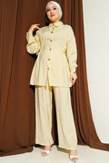 Gold Flower Buttoned Side Tunnel 2 Piece Set in Yellow