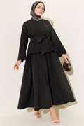 2 Piece Set with Tencel skirt and gold button detail, black.