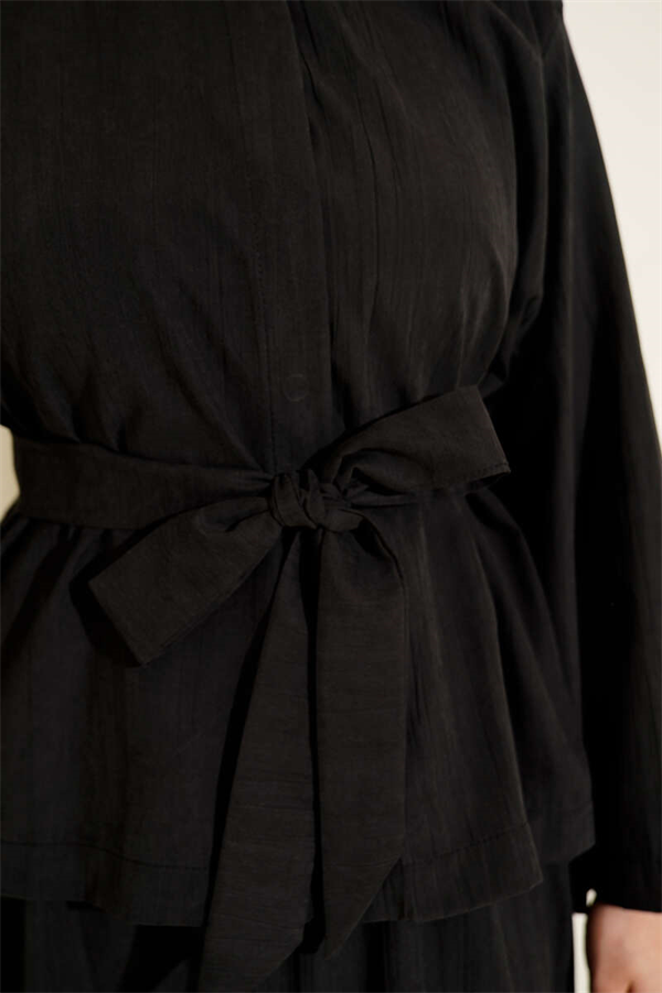 2 Piece Set with Tencel skirt and gold button detail, black.