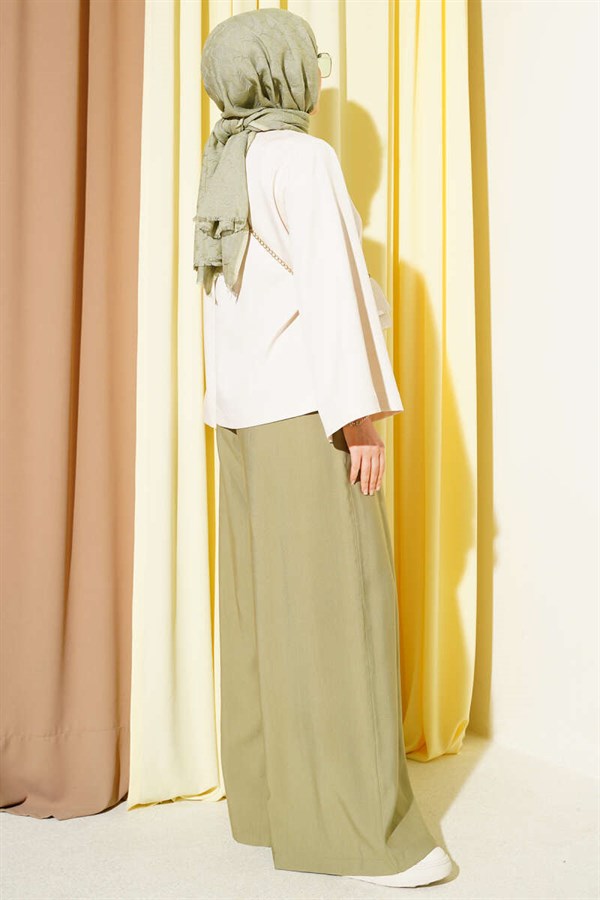 Short Jacket with Gold Buttons and Lace-up, Beige