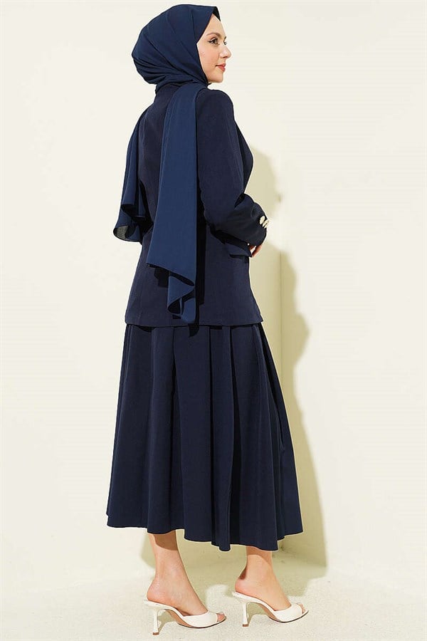 Navy Blue Blazer Jacket and 2 Piece Set with Gold Buttons