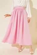 Pink Double Skirt with Gold Buttons and Pockets