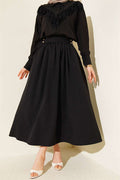 Gold Buttoned Pocketed Double Skirt Black
