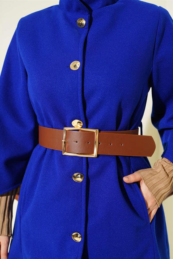 Gold Buttoned Cashmere Poncho (Saksi)