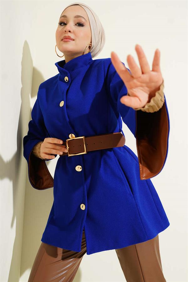 Gold Buttoned Cashmere Poncho (Saksi)