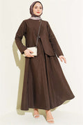 Gold Buttoned Parachute Skirt Set in Coffee