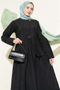 Gold Buttoned Parachute Skirt Set, Black