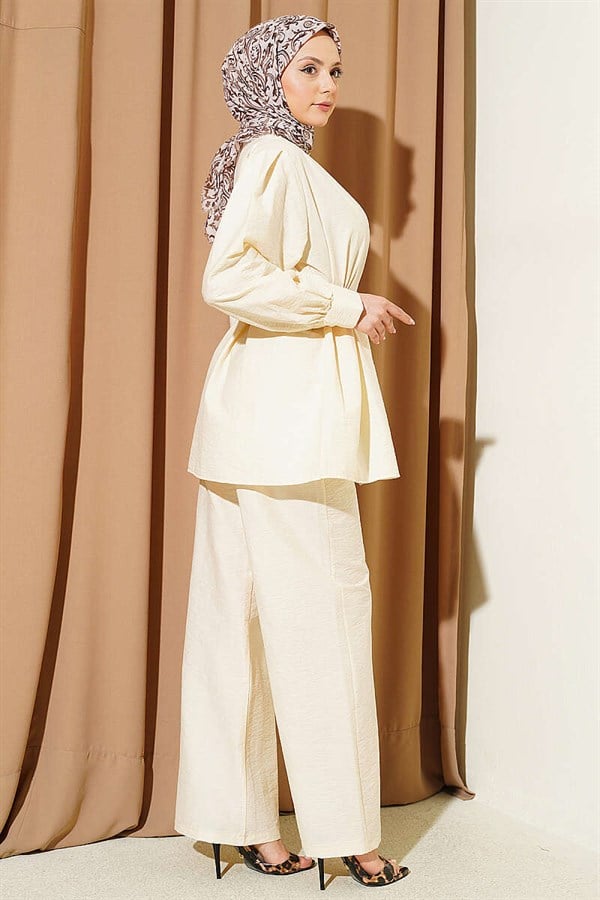 Gold Button Parachute 2 Piece Set Cream