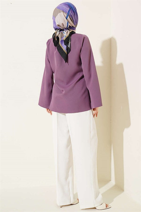 Lilac Kimono with Gold Buttons and Side Ties