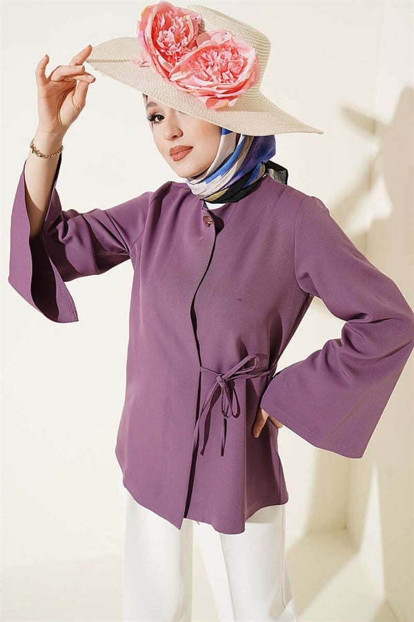 Lilac Kimono with Gold Buttons and Side Ties