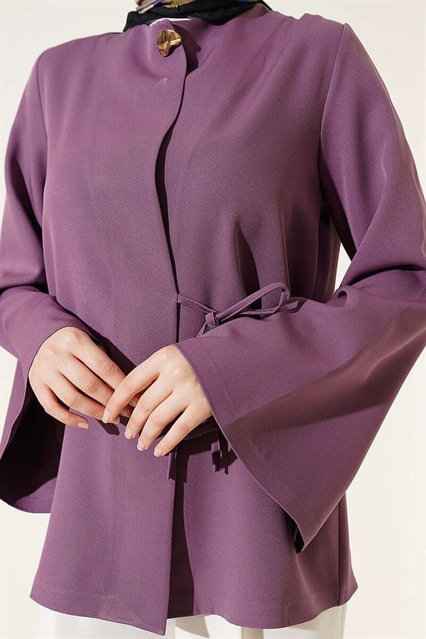 Lilac Kimono with Gold Buttons and Side Ties