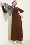 Gold Buckled Corduroy Dress Brown