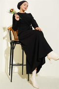 Gold Buckled Corduroy Dress Black