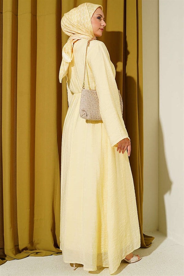 Yellow Dress with Gold Buckle and Front Tie