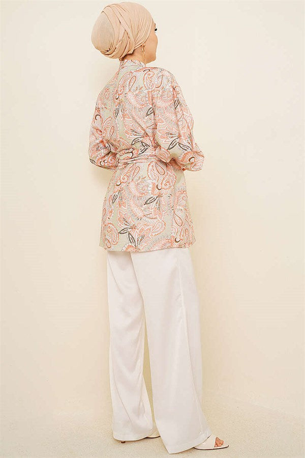 Gold Buckle Paisley Pattern Tunic Mint
