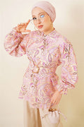 Pink Paisley Pattern Tunic with Gold Buckle
