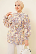 Gold Buckle Paisley Pattern Tunic Yellow