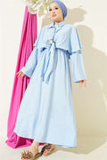3 Piece Set with Gold Buckle Cape, Blue