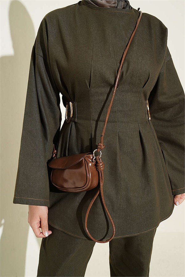 Gold Buckle 2 Piece Set in Khaki