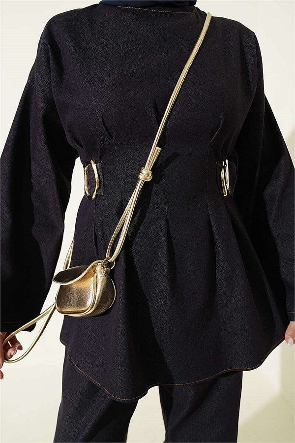 Dark Navy 2 Piece Set with Gold Buckle and Pliers