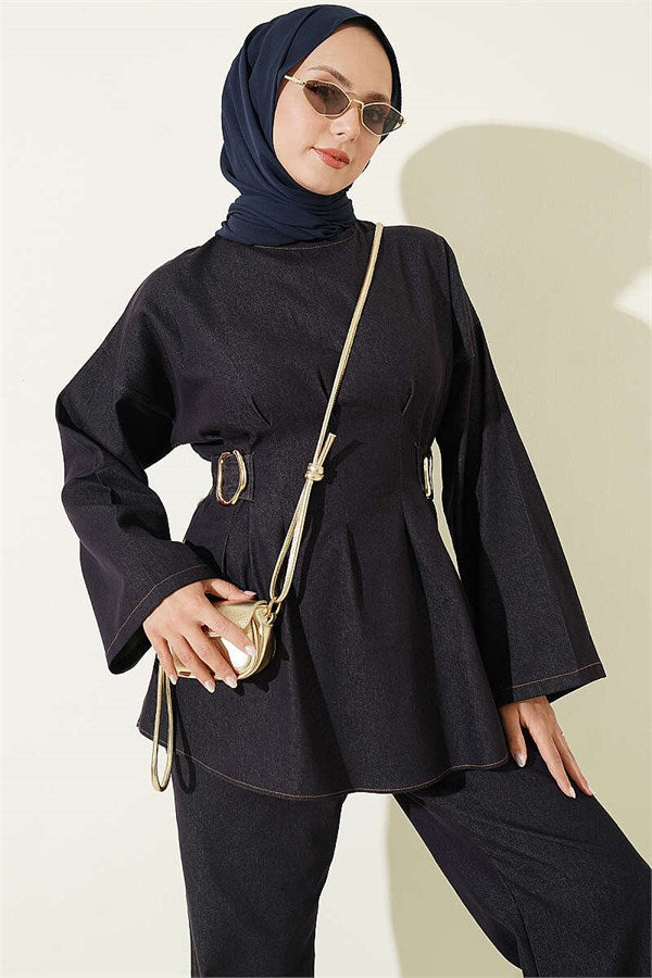 Dark Navy 2 Piece Set with Gold Buckle and Pliers