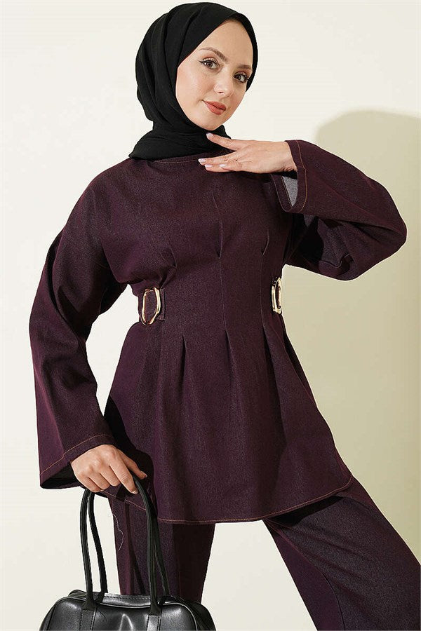 Gold Buckle 2 Piece Set with Pliers, Plum
