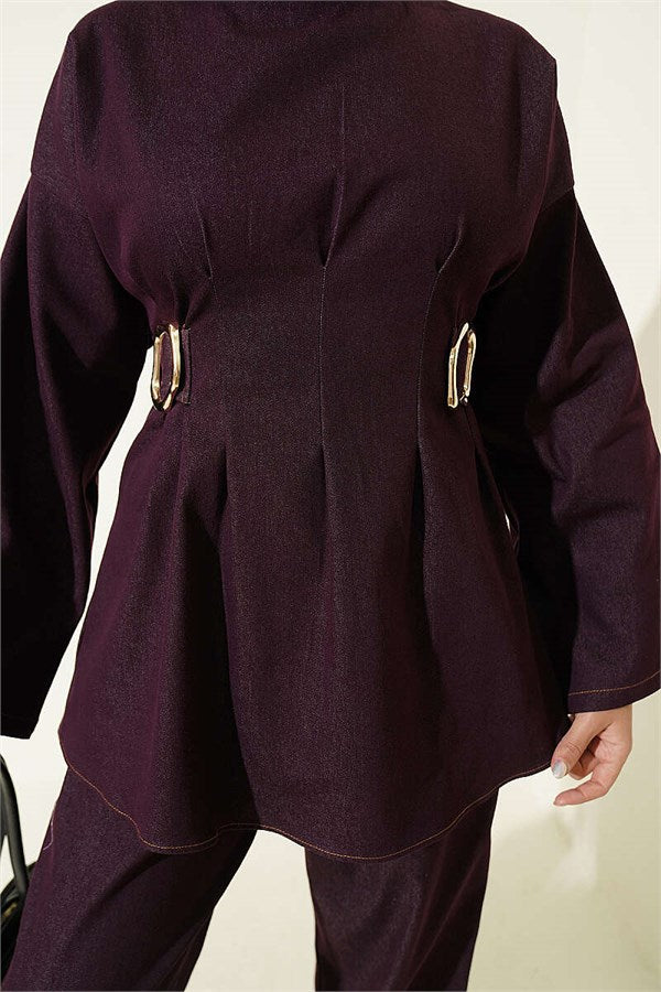 Gold Buckle 2 Piece Set with Pliers, Plum