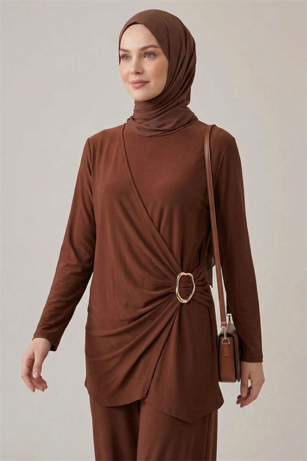 Sandy 2 Piece Set with Gold Buckle, Coffee
