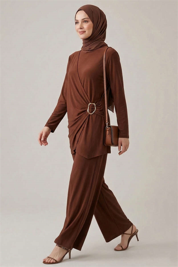 Sandy 2 Piece Set with Gold Buckle, Coffee