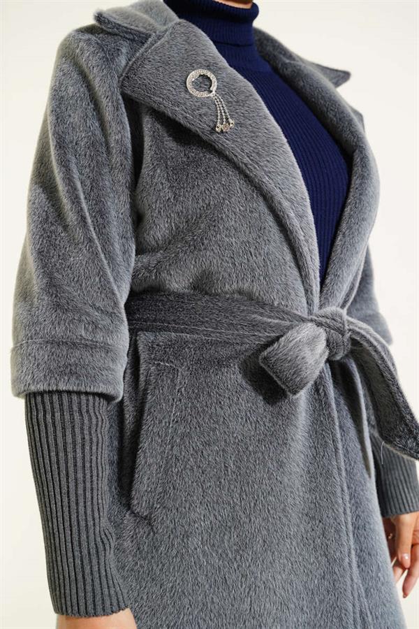 Goldfox Sleeve Ribbed Coat Gray