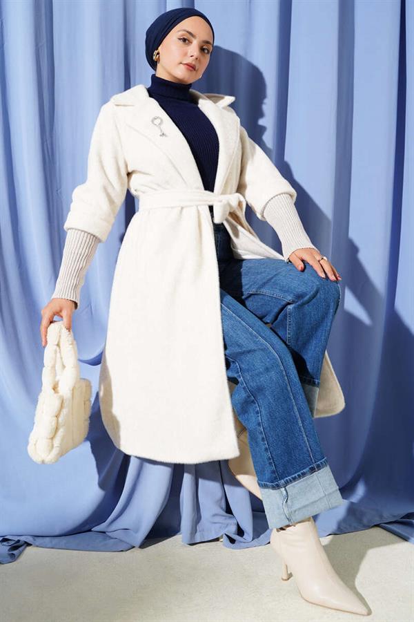 Goldfox Sleeve Ribbed Coat Stone