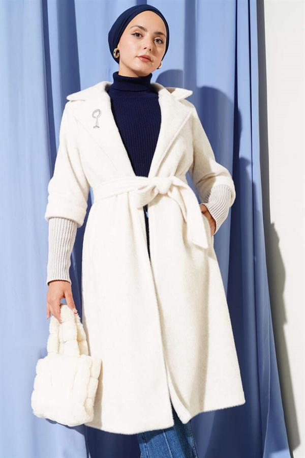 Goldfox Sleeve Ribbed Coat Stone