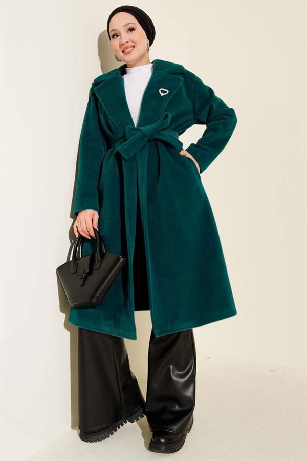 Goldfox Belted Cashmere Coat Emerald