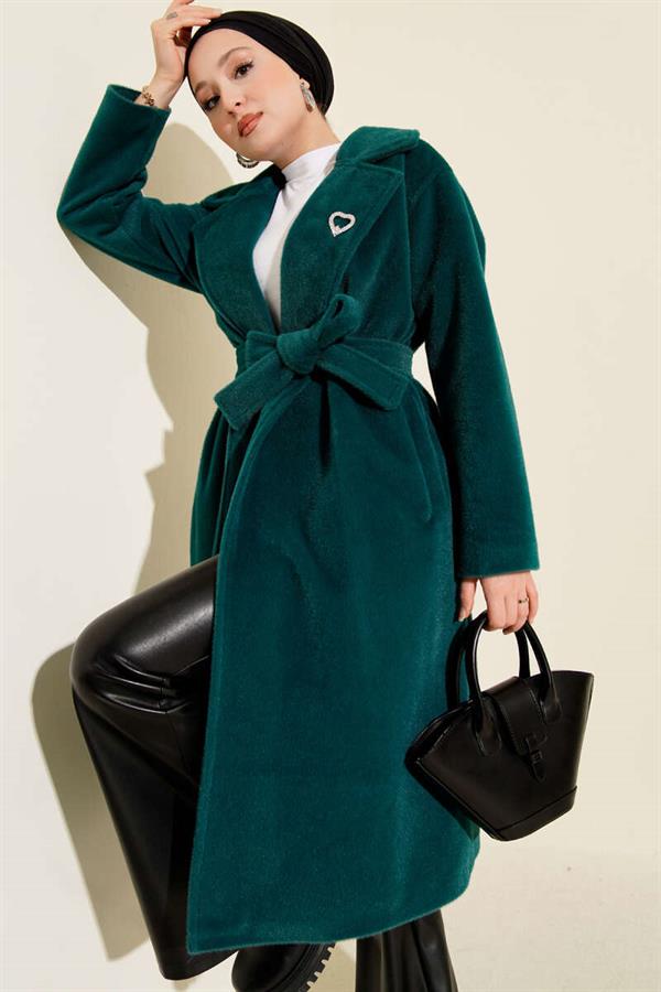Goldfox Belted Cashmere Coat Emerald