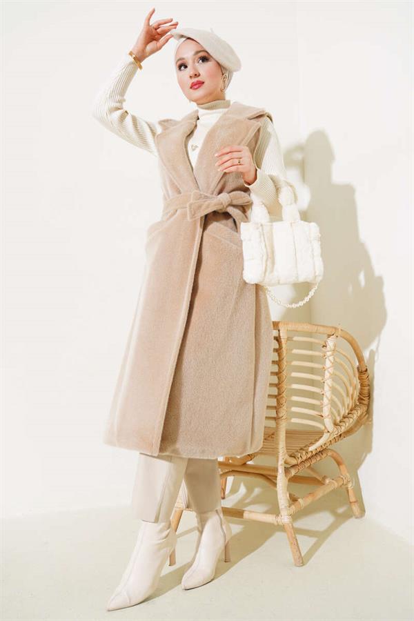 Goldfox Belted Long Vest Beige
