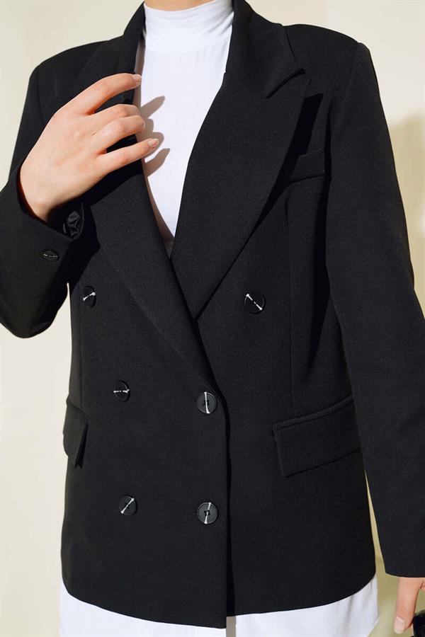  Shirt Garnish Six Button Jacket Black